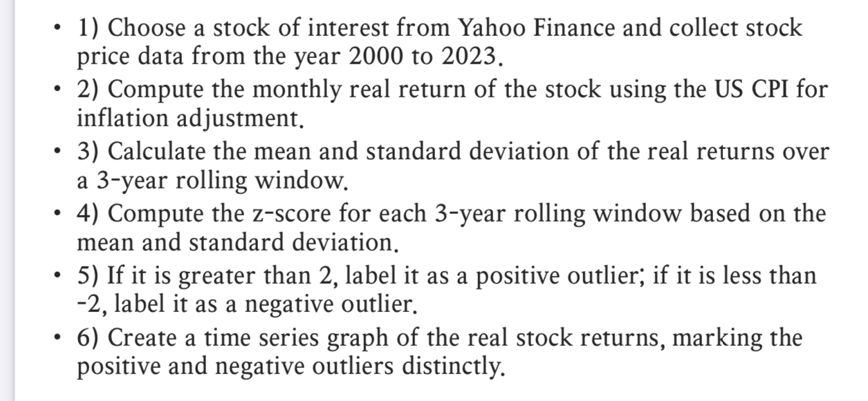 Steps for How to solve Choose a stock of interest