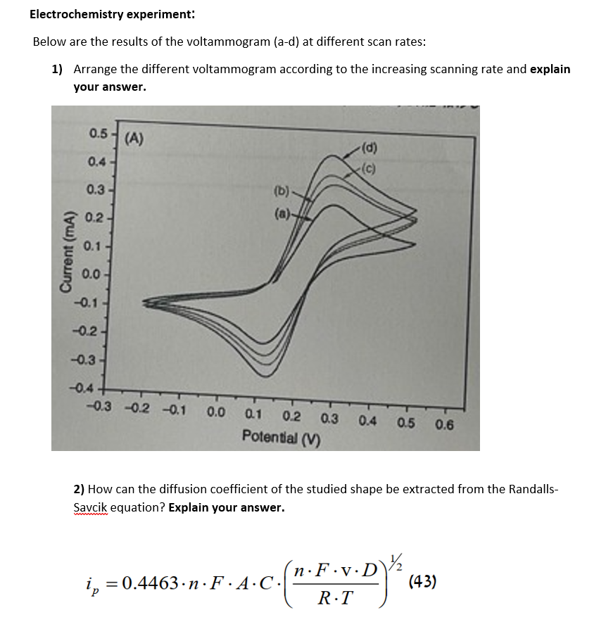 Solved Electrochemistry experimentBelow are the results of