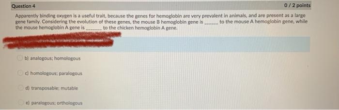 Solved Question 2 0/2 points A genetic mutation changes a | Chegg.com