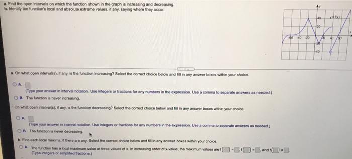 Solved a Find the open intervals on which the function shown | Chegg.com