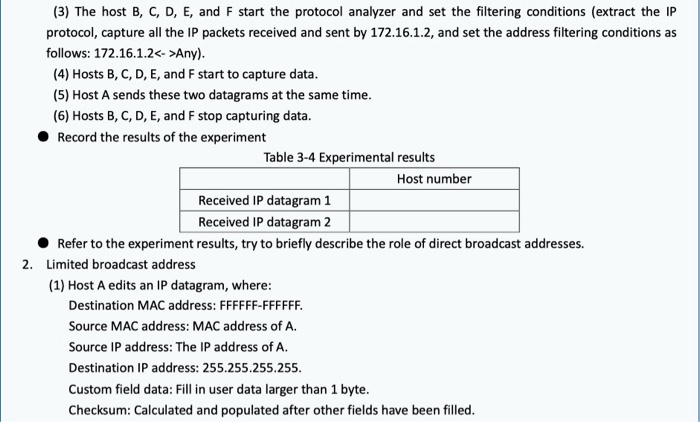 (3) The host B, C, D, E, and F start the protocol analyzer and set the filtering conditions (extract the IP protocol, capture