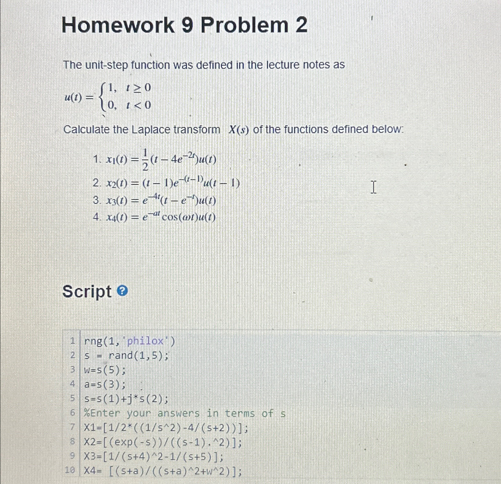 Solved Homework 9 ﻿Problem 2The unit-step function was | Chegg.com
