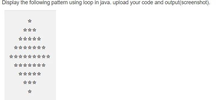 Solved Display the following pattern using loop in java. | Chegg.com