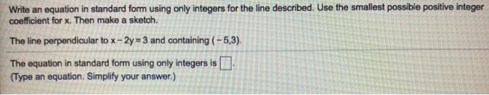 Solved Write an equation in standard form using only | Chegg.com