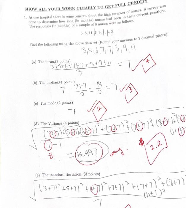 Solved SHOW ALL YOUR WORK CLEARLY TO GET FULL CREDIT 1. At | Chegg.com