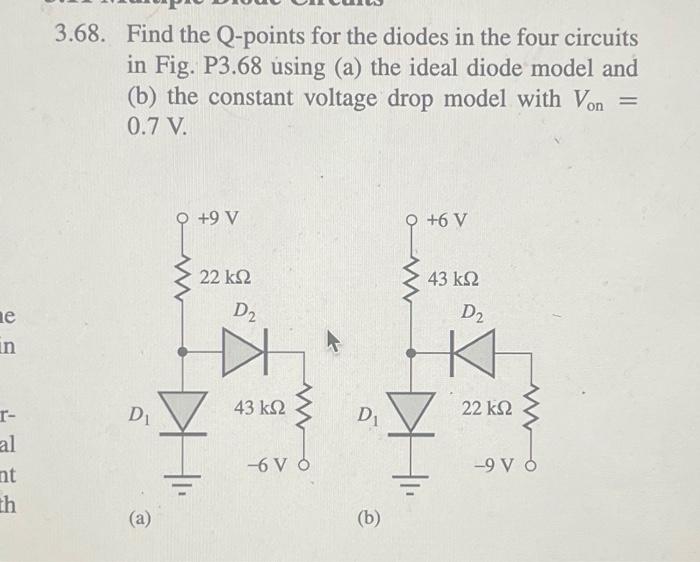 Solved 68. Find the Q-points for the diodes in the four | Chegg.com
