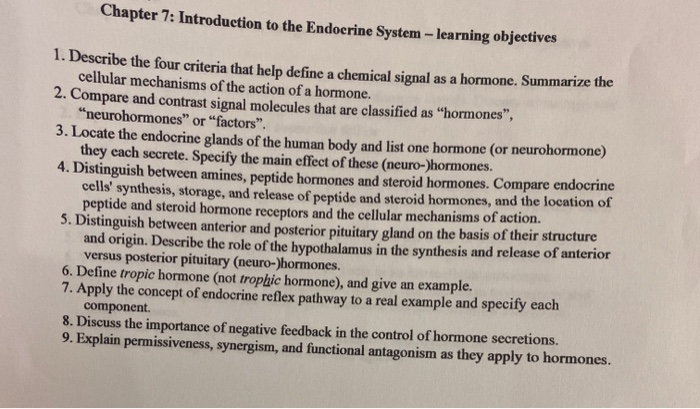 Solved Chapter 7: Introduction to the Endocrine System - | Chegg.com