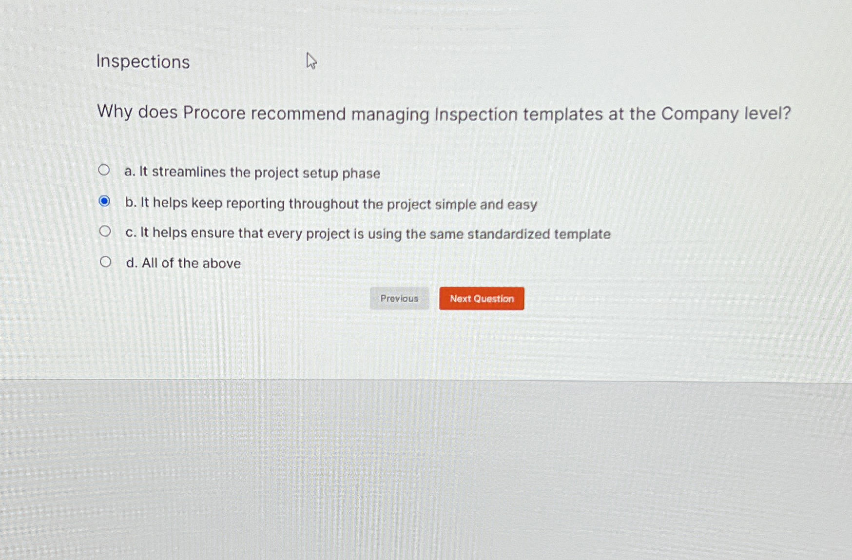 Solved InspectionsWhy does Procore recommend managing | Chegg.com
