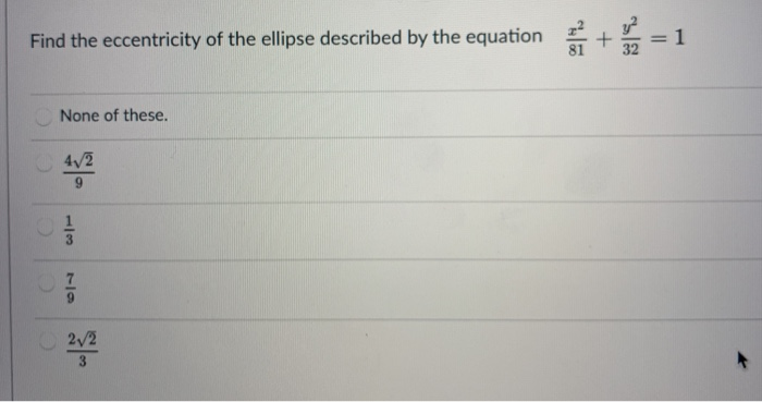 Solved Find the eccentricity of the ellipse described by the | Chegg.com