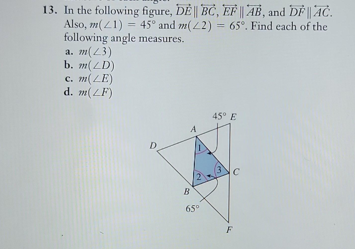 Solved 13. In the following figure, DE || BC, EF || AB, and | Chegg.com