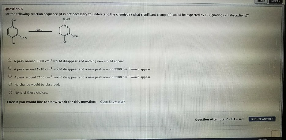 Solved BACK NEXT Question 6 For the following reaction | Chegg.com