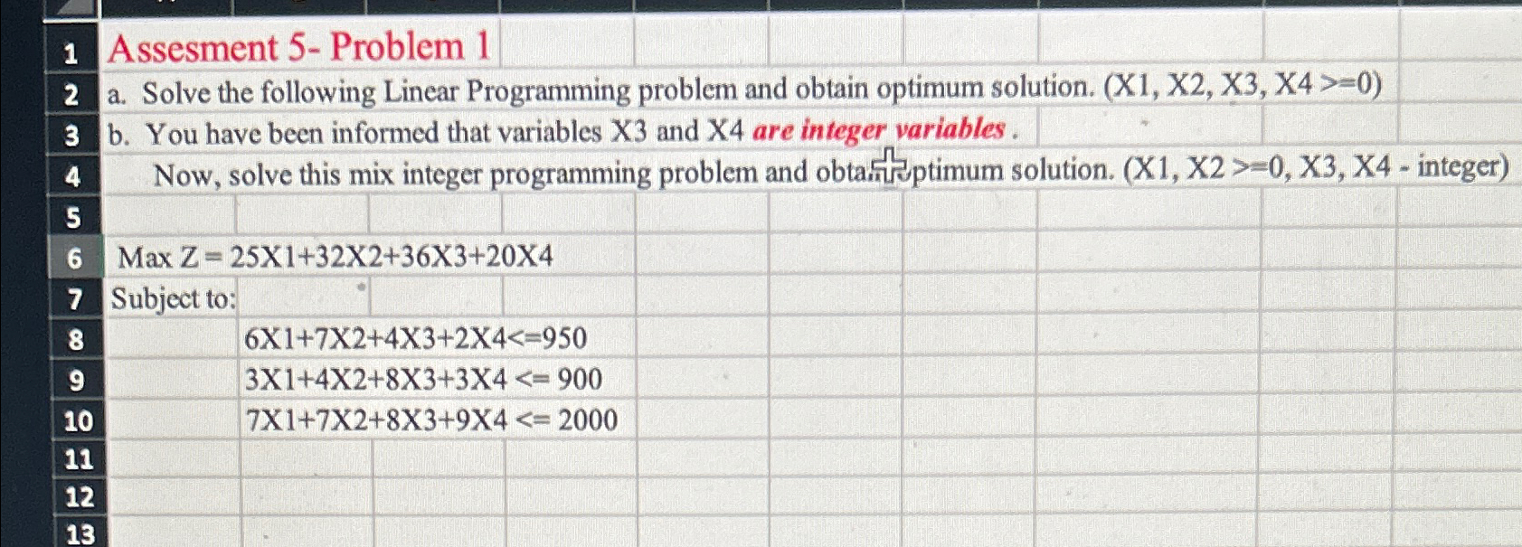 Solved 1 ﻿Assesment 5-Problem 12 ﻿a. ﻿Solve the following | Chegg.com
