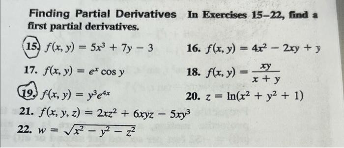 Solved - Finding Partial Derivatives In Exercises 15-22, | Chegg.com