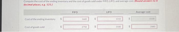 Solved Calculate Weighted Average Unit Cost Round Answer 