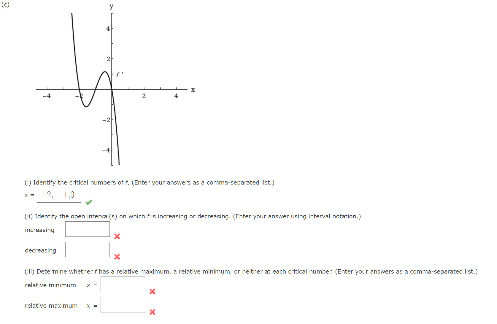 Solved (c)(i) ﻿identify The Critical Numbers Of F. (enter 