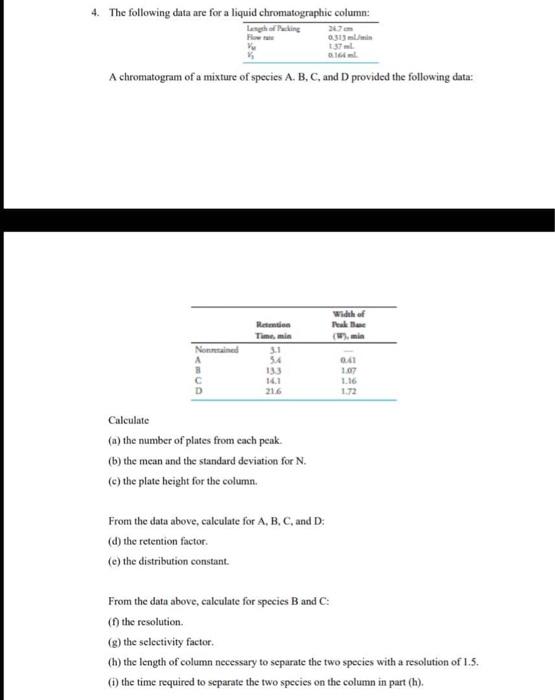 Solved 4. The Following Data Are For A Liquid | Chegg.com