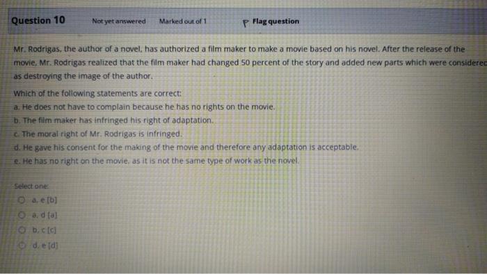 Solved Question 10 Not yet answered Marked out of 1 p Flag | Chegg.com