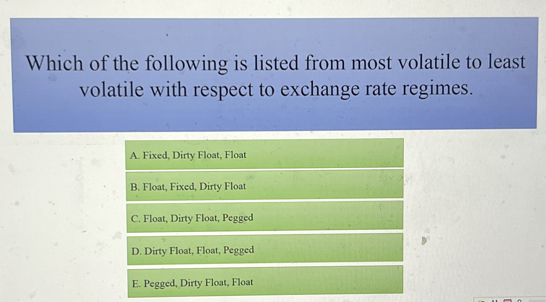 Solved Which of the following is listed from most volatile | Chegg.com