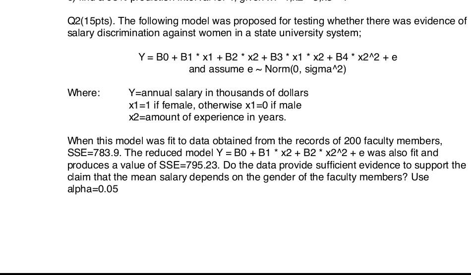 Solved Q2(15pts). The following model was proposed for | Chegg.com