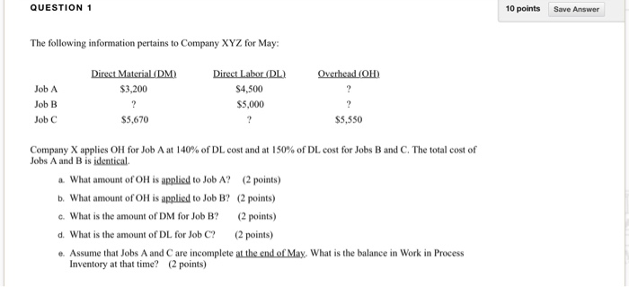 Solved QUESTION 1 10 points Save Answer The following | Chegg.com