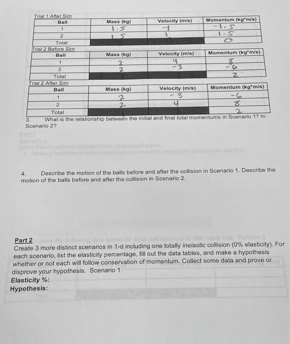 Solved Collision Lab Conservation of Momentum Directions