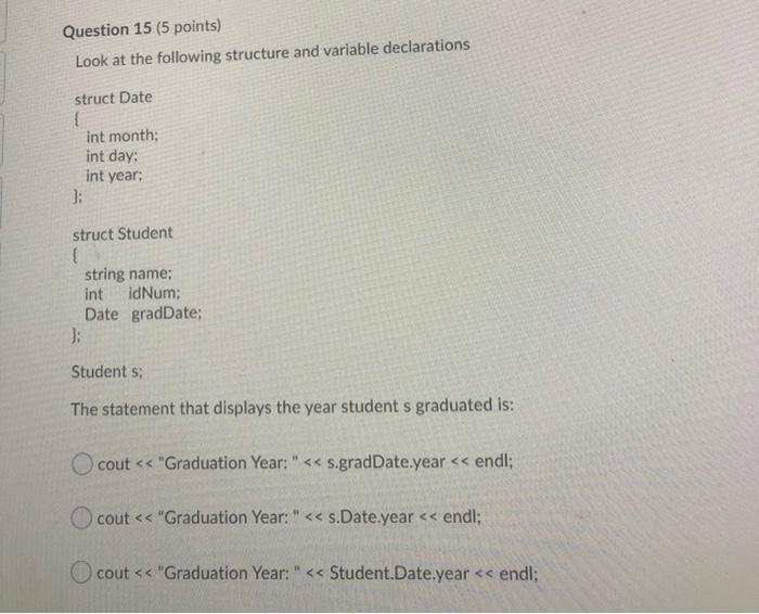 Solved Question 13 (5 points) Look at the following | Chegg.com