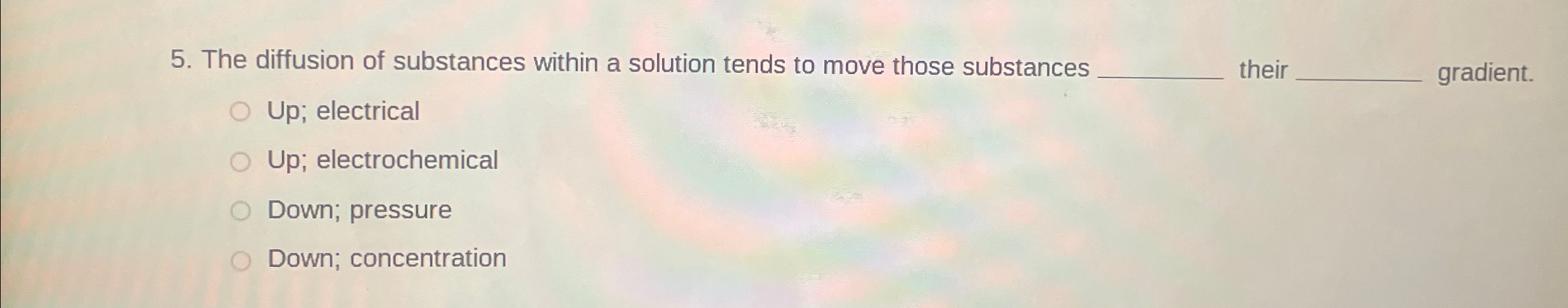 Solved The diffusion of substances within a solution tends | Chegg.com