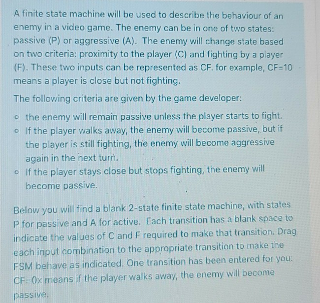 Solved A finite state machine will be used to describe the | Chegg.com