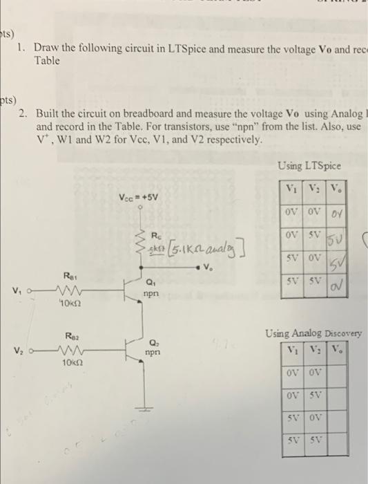 Bts) 1. Draw The Following Circuit In LTSpice And | Chegg.com