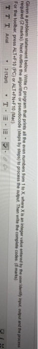 Solved Given a problem statement below. Write C program that | Chegg.com