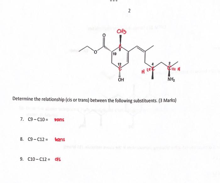 Solved Determine the relationship (cis or trans) between the | Chegg.com