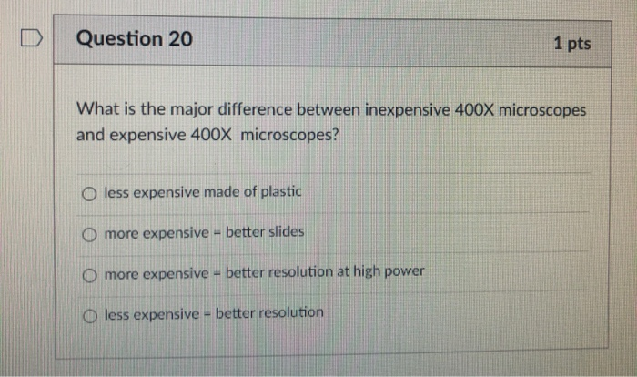 Solved Question 20 1 pts What is the major difference | Chegg.com