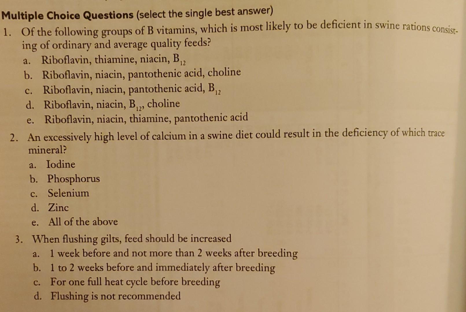 Solved Multiple Choice Questions (select The Single Best | Chegg.com