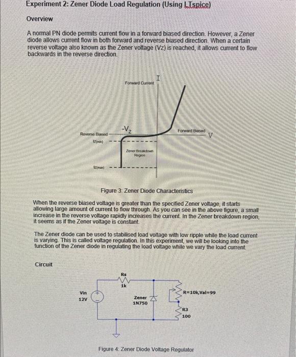 Solved Experiment 2 Zener Diode Load Regulation (Using