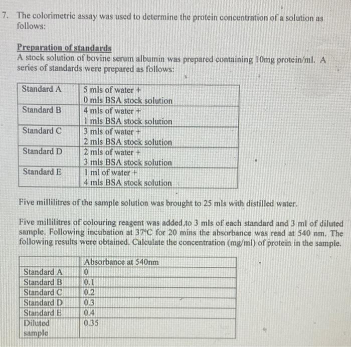 [Solved] The colorimetric assay was used to determine the