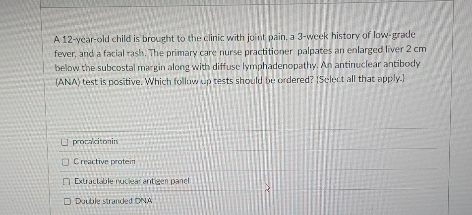 Solved A 12-year-old child is brought to the clinic with | Chegg.com