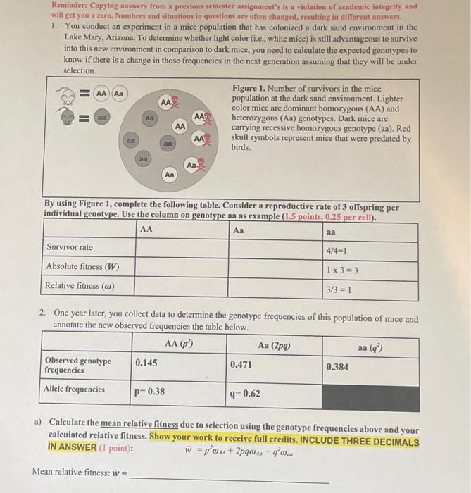 Solved A. Calculate The Expected Genotype And Allele | Chegg.com