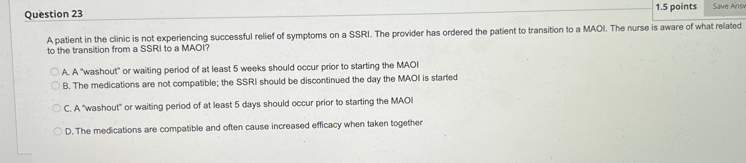 Solved Question 231.5 ﻿pointsSave AnsvA patient in the | Chegg.com