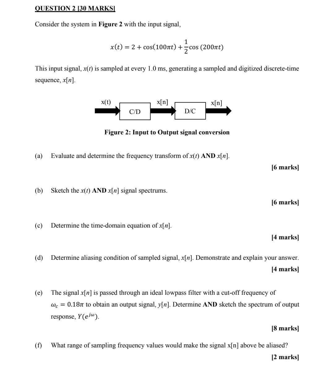 Solved QUESTION 2 [30 MARKSI Consider the system in Figure 2 | Chegg.com