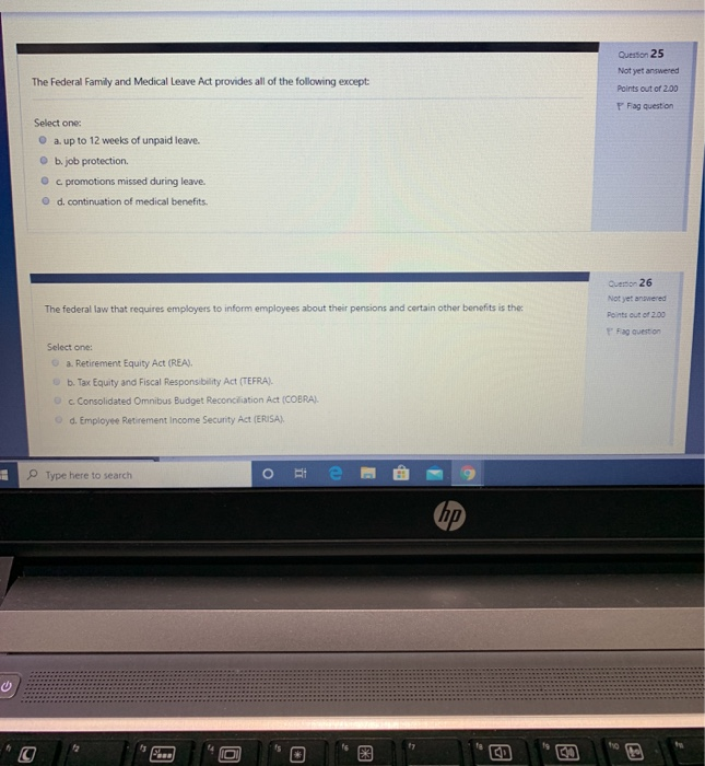 Solved The Federal Family and Medical Leave Act provides all