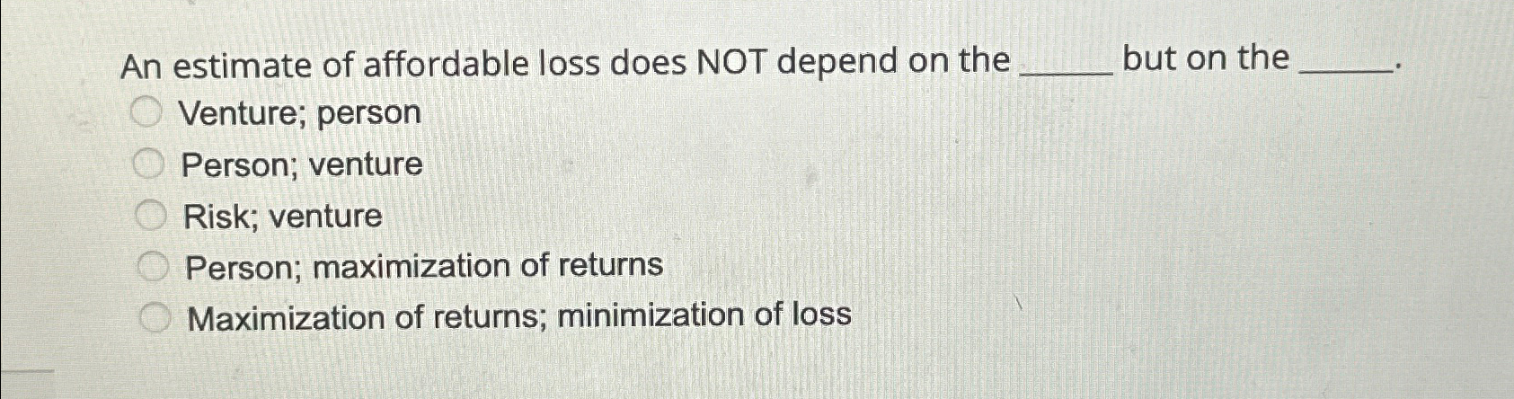 Solved An estimate of affordable loss does NOT depend on the | Chegg.com