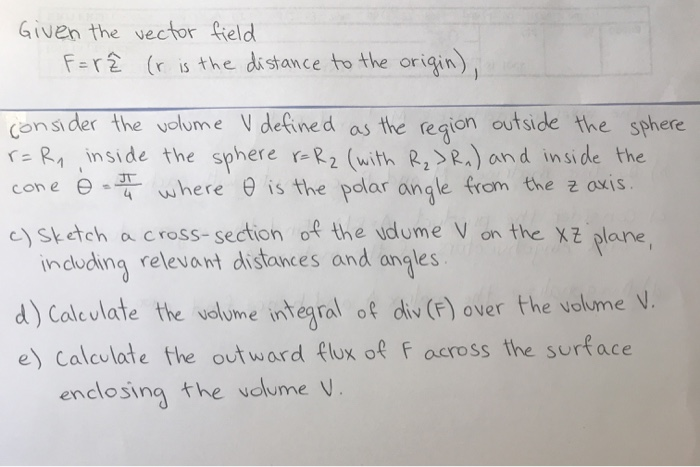 Solved Given The Vector Field F R E R Is The Distance T Chegg Com