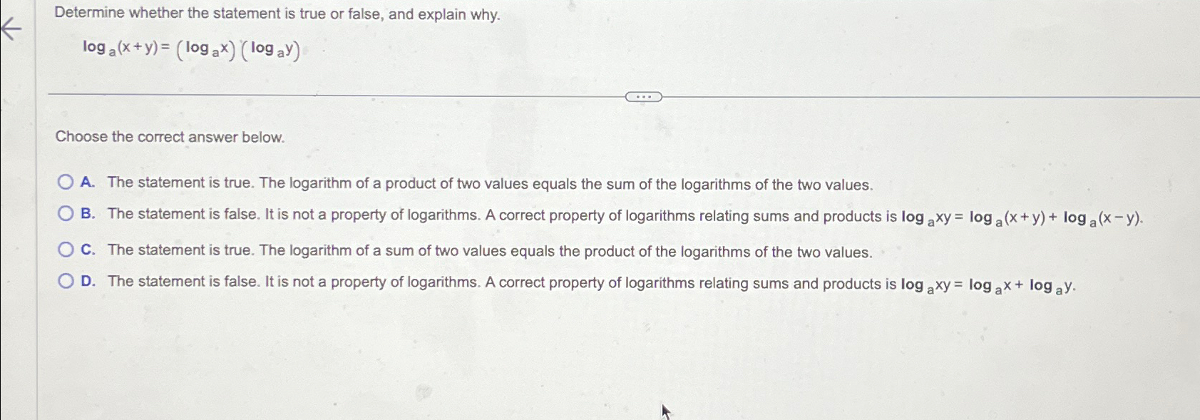 Solved Determine whether the statement is true or false, and | Chegg.com