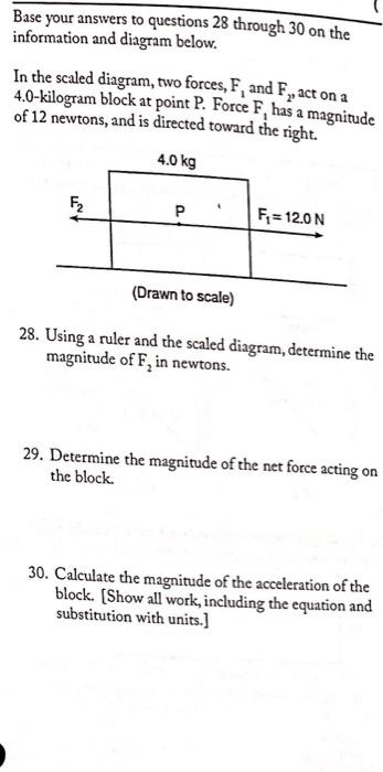 Solved Base your answers to questions 28 through 30 on the | Chegg.com