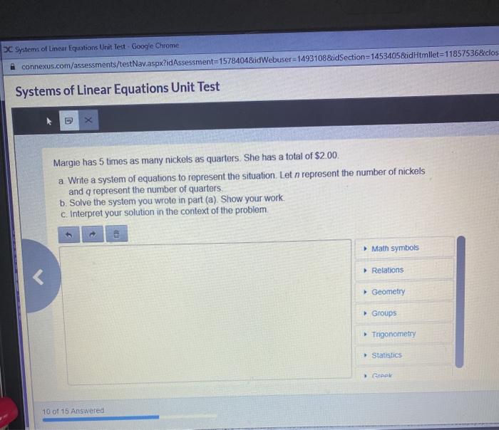 Solved XC Systems of Linear Equations Unit Test Google