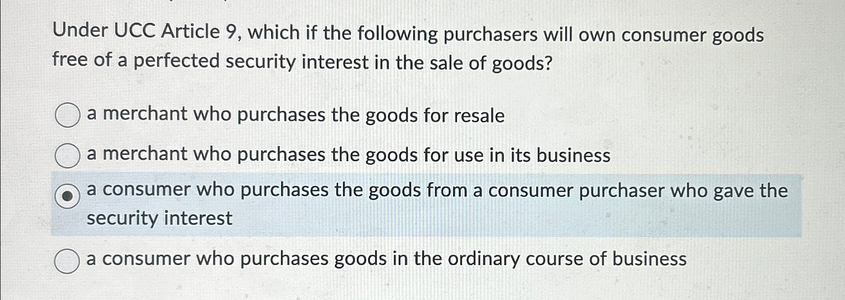 Solved Under UCC Article 9, ﻿which if the following | Chegg.com