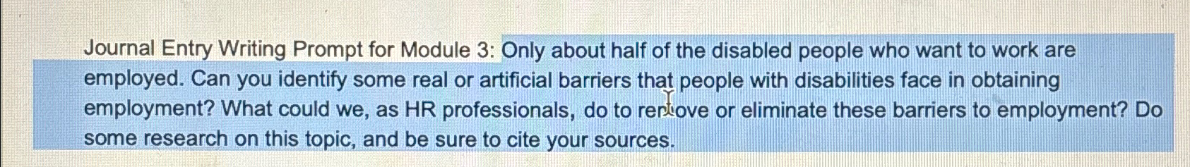 Solved Journal Entry Writing Prompt for Module 3: Only about Chegg com