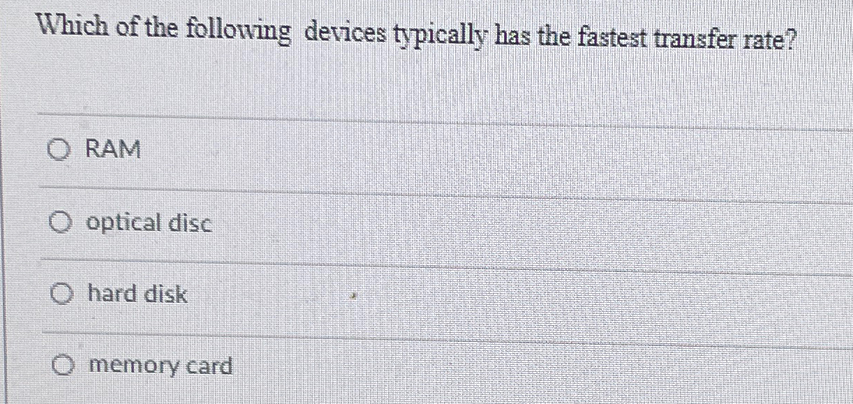 Solved Which of the following devices typically has the