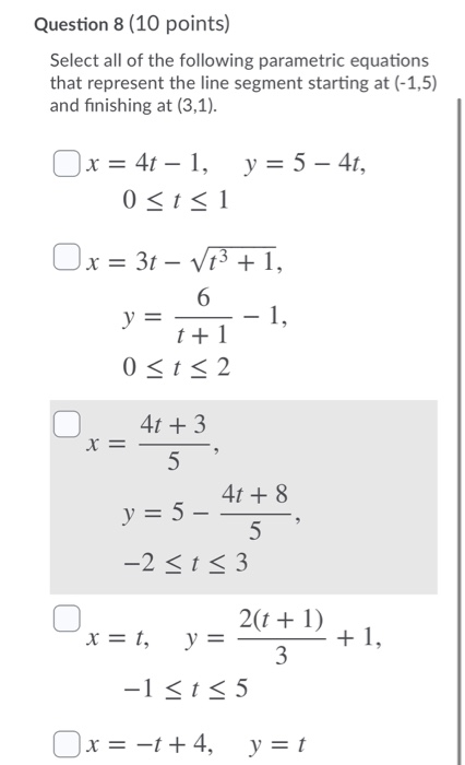 Solved Question 8 (10 points) Select all of the following | Chegg.com