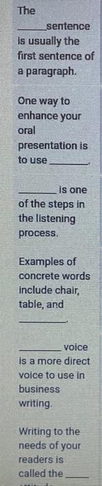 sentence is usually the first sentence of a | Chegg.com